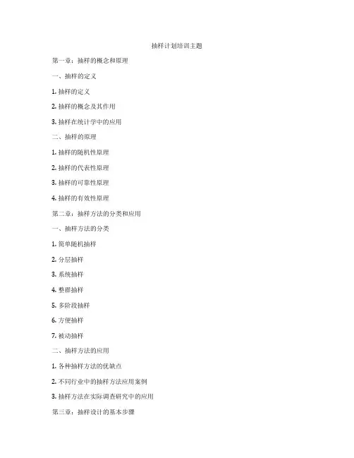 抽样计划培训主题