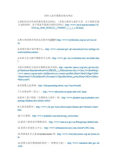 国外儿童早期教育相关网站