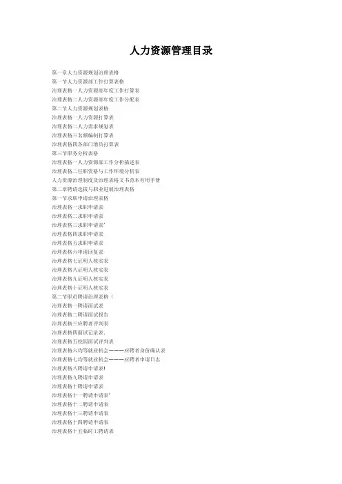人力资源管理目录