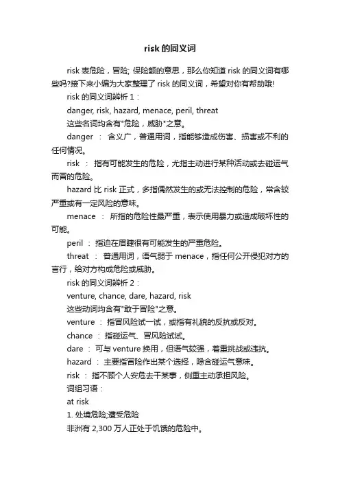 risk的同义词