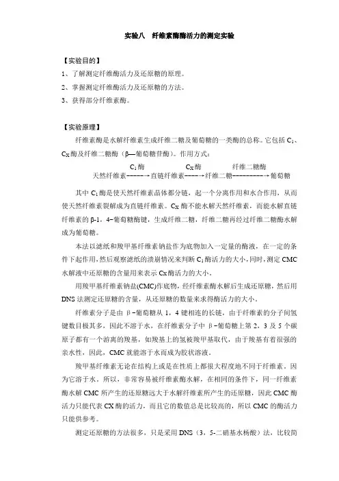 实验八  纤维素酶活力测定实验