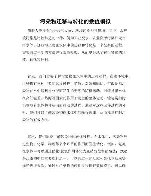 污染物迁移与转化的数值模拟