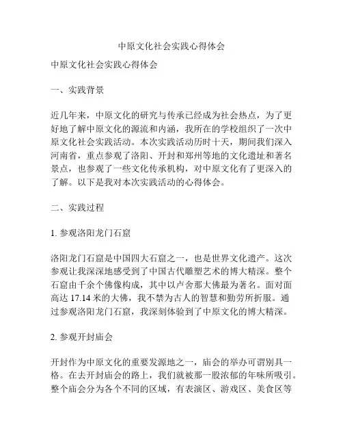 中原文化社会实践心得体会