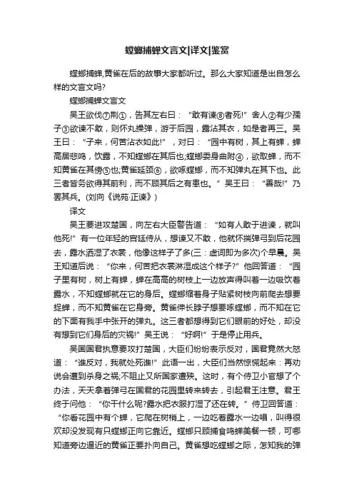 螳螂捕蝉文言文译文鉴赏