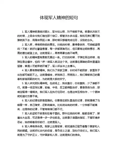 体现军人精神的短句