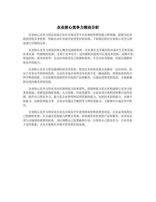 企业核心竞争力理论分析