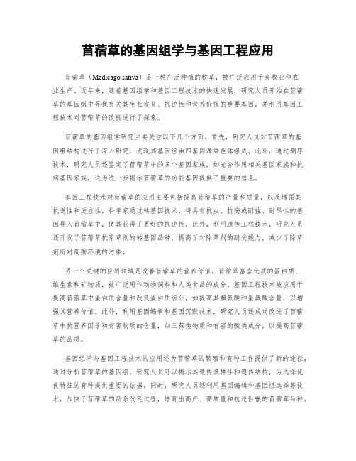 苜蓿草的基因组学与基因工程应用