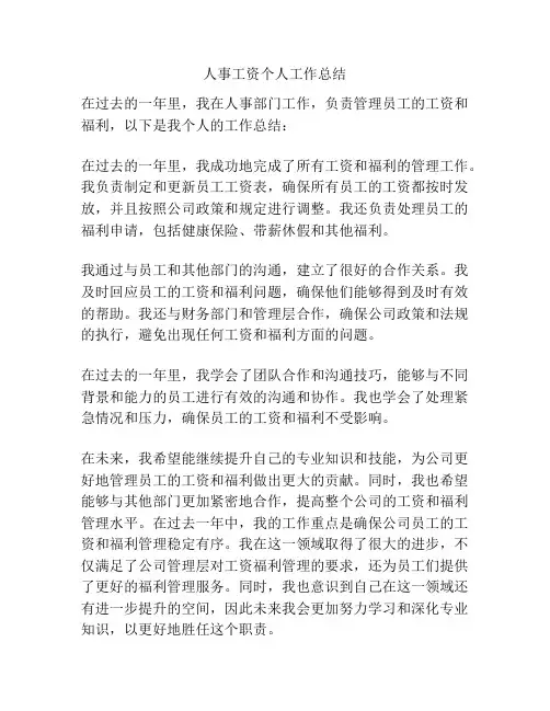 人事工资个人工作总结