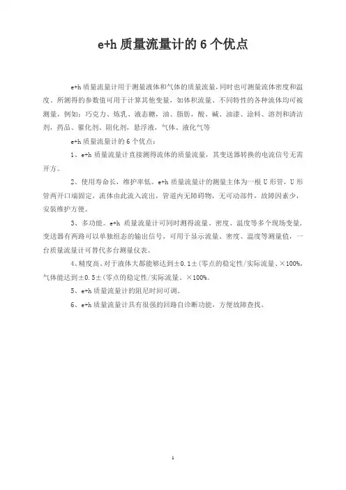 e+h质量流量计的6个优点