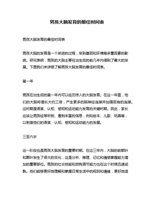 男孩大脑发育的最佳时间表