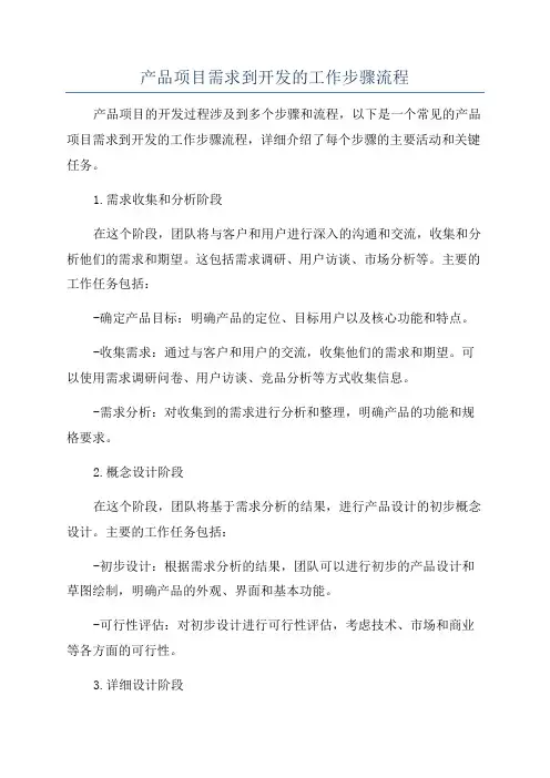 产品项目需求到开发的工作步骤流程