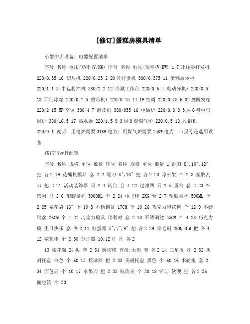 [修订]蛋糕房模具清单
