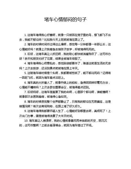 堵车心情郁闷的句子