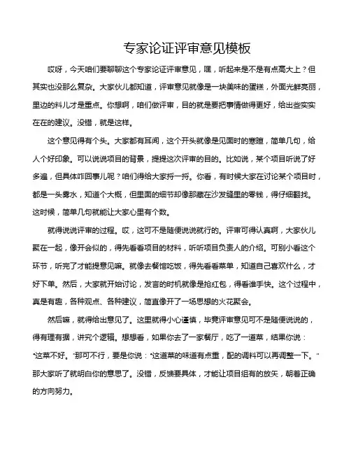 专家论证评审意见模板