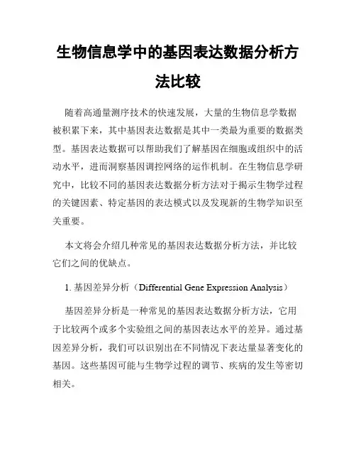 生物信息学中的基因表达数据分析方法比较