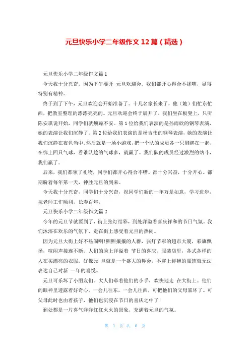 元旦快乐小学二年级作文12篇(精选)