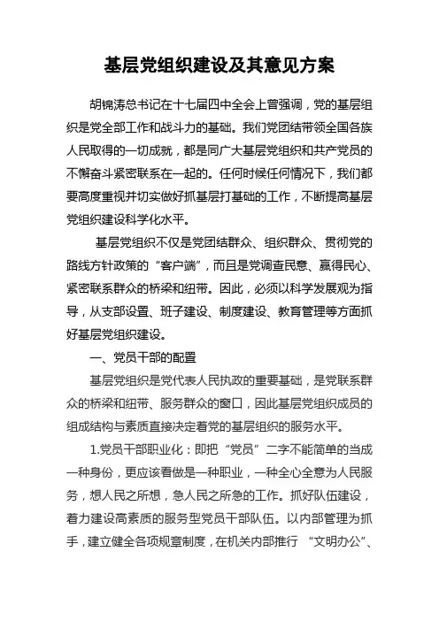 2012最新基层党组织建设及其意见方案