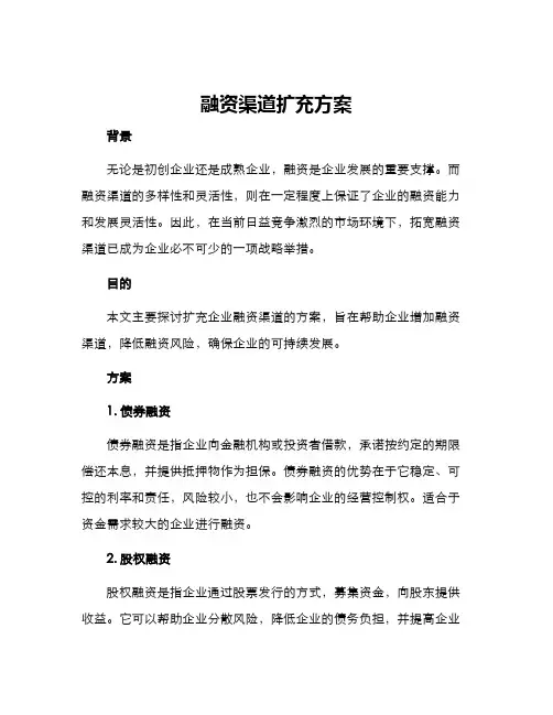 融资渠道扩充方案