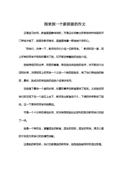 刚来到一个新班级的作文