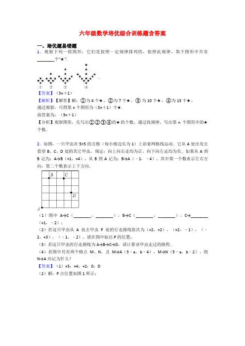 六年级数学培优综合训练题含答案