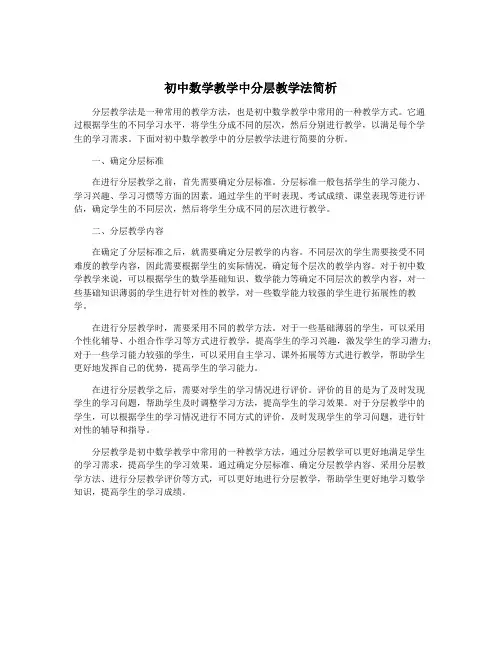 初中数学教学中分层教学法简析