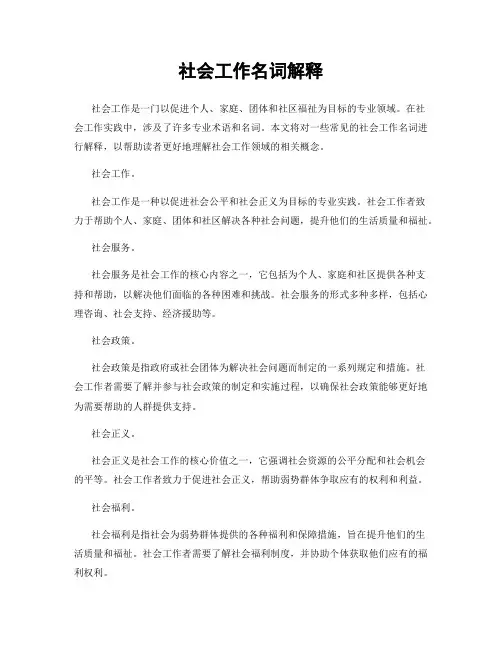 社会工作名词解释