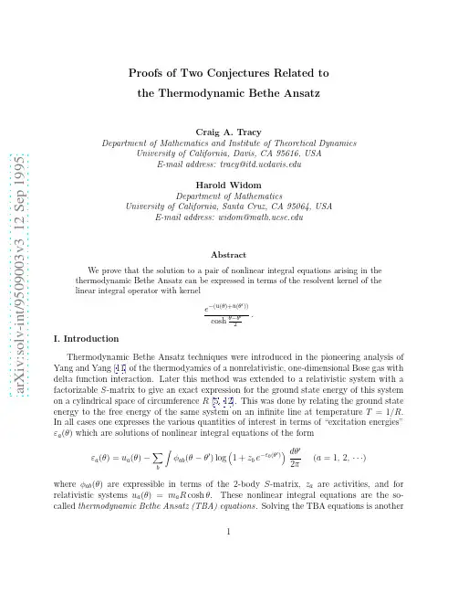 Proofs of Two Conjectures Related to the Thermodynamic Bethe Ansatz