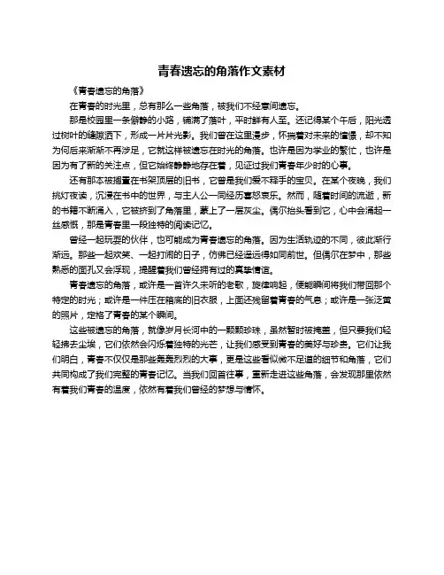 青春遗忘的角落作文素材