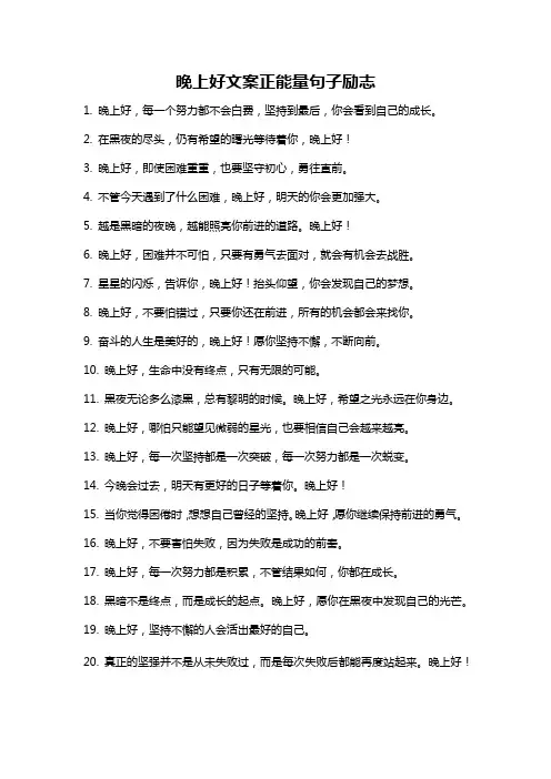 晚上好文案正能量句子励志