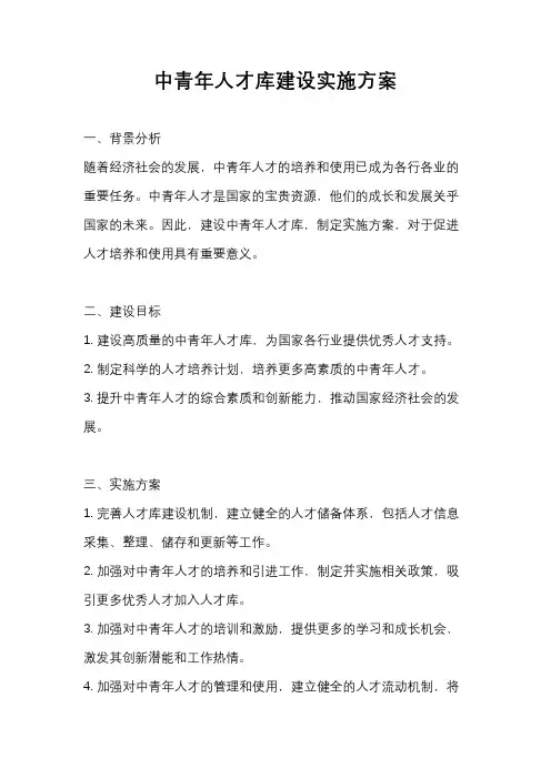 中青年人才库建设实施方案