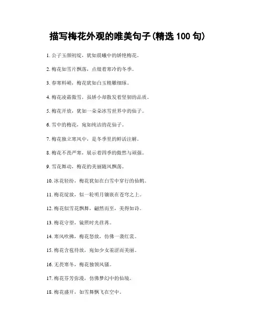描写梅花外观的唯美句子(精选100句)