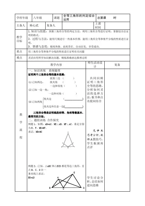 全等三角形判定综合运用