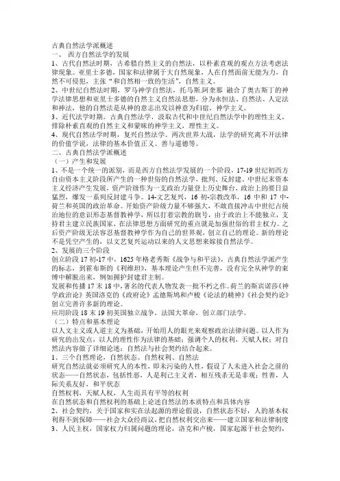 古典自然法学派概述