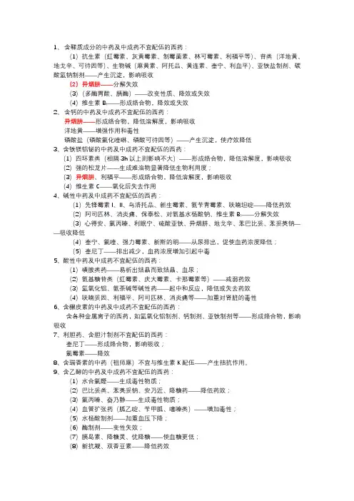 中药、中成药与西药的配伍禁忌