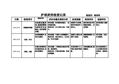 护理质控检查记录