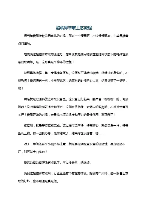 超临界萃取工艺流程