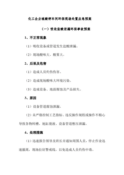 化工企业硫酸钾车间环保现场处置应急预案