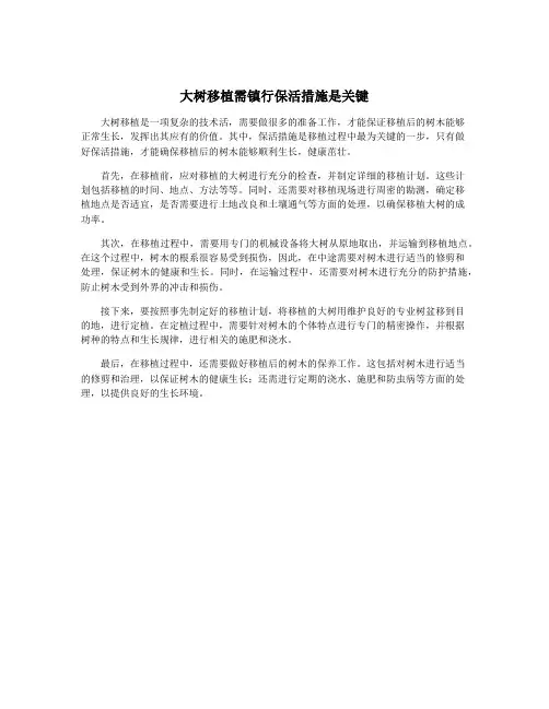大树移植需镇行保活措施是关键
