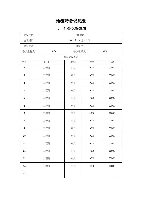 地流转会议纪要