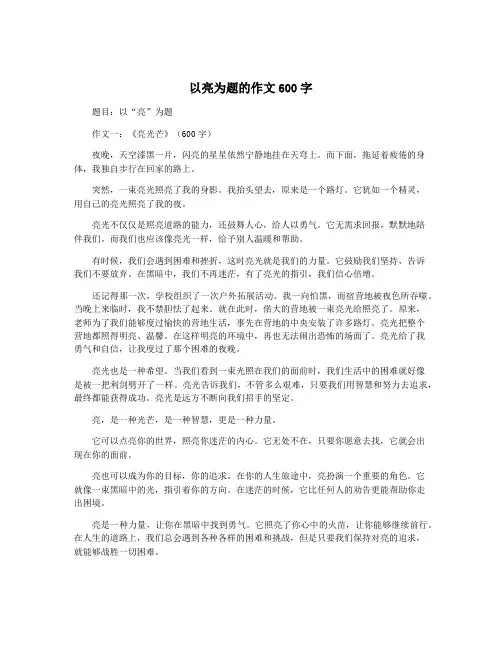 以亮为题的作文600字