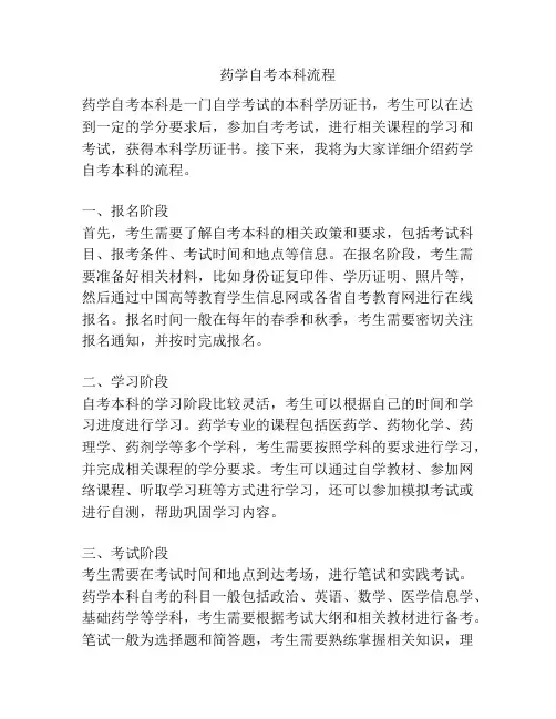 药学自考本科流程
