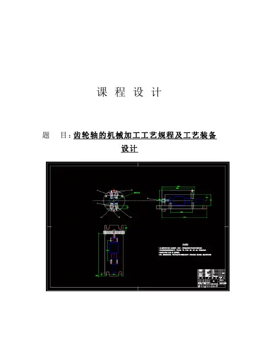 齿轮轴的机械加工工艺规程及工艺装备毕业设计