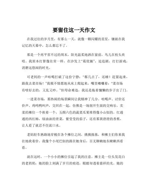 要留住这一天作文