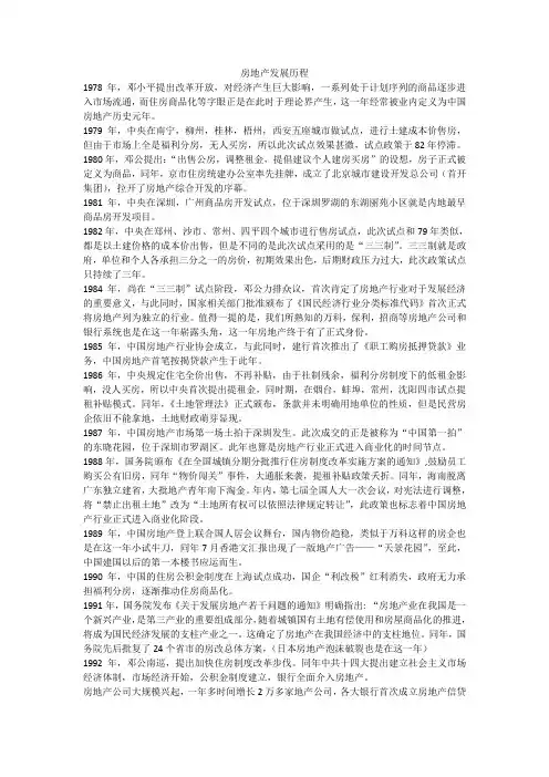 房地产发展历程