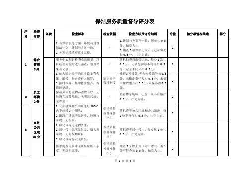 保洁服务质量督导评分表