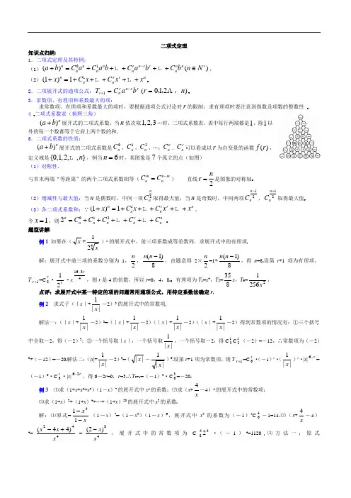 (完整版)高中数学二项式定理题型总结