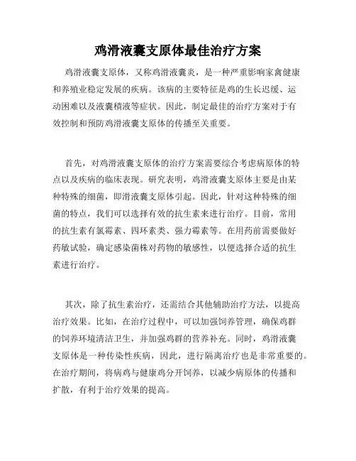 鸡滑液囊支原体最佳治疗方案