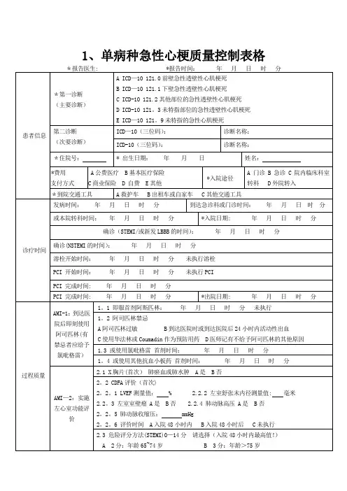 单病种质量控制表单(完整版)