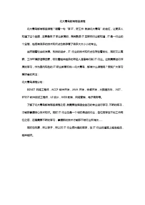 北大青鸟都有哪些课程