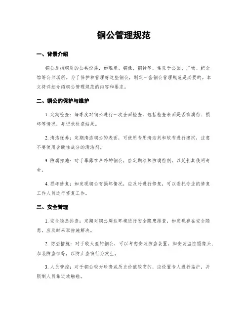 铜公管理规范